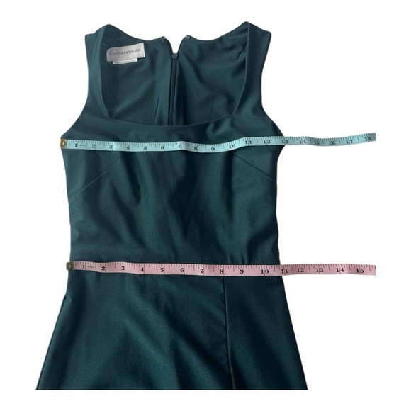 Cynthia & Sahar Square Neck Stretch Satin Mermaid Dress with Train in Evergreen - Picture 6 of 16